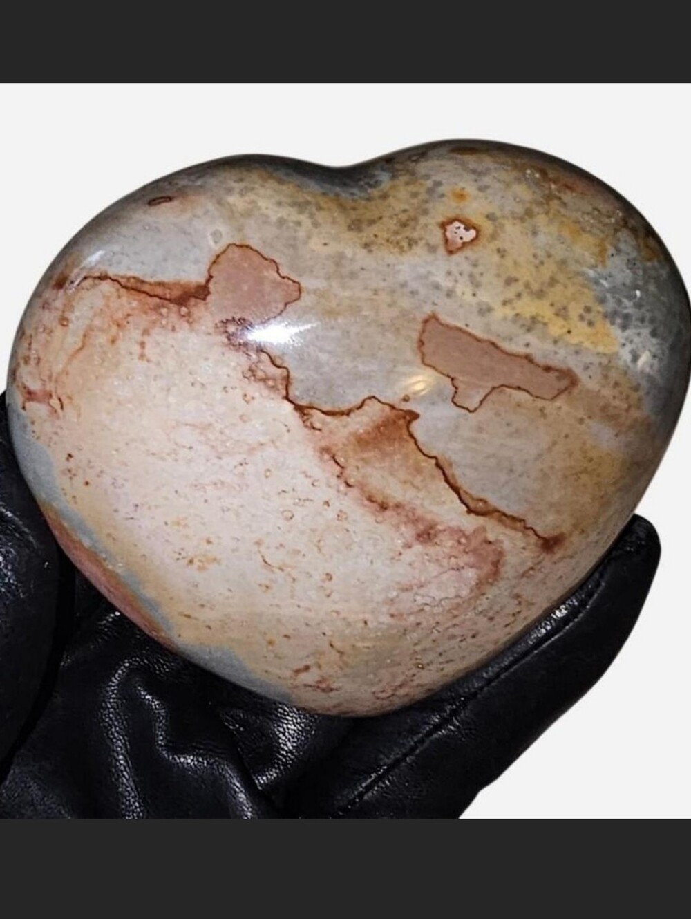 🌈NEW Stunning Big Polychrome Jasper Puffy Heart Crystal Carving-2in1 Crystal!💜
